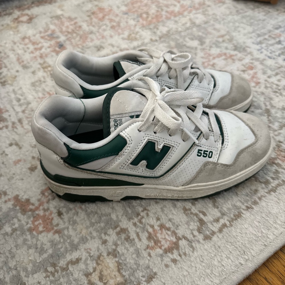 New Balance 550 White and Green Sneakers
